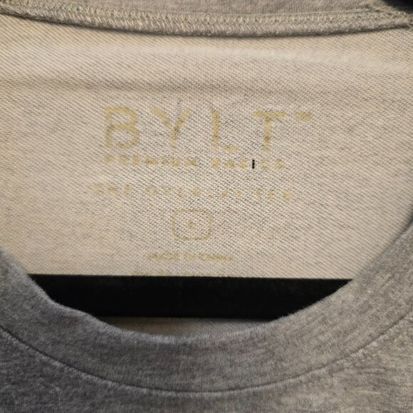 BYLT BASICS HEATHER GREY TUNIC ROUND NECKLINE SIZE LARGE COTTON BLEND SOFT - Picture 2 of 7